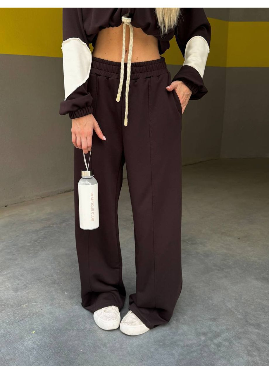 Жіночий спортивний костюм-двійка з кофтою на блискавці та широкими штанами Україна (353492998)