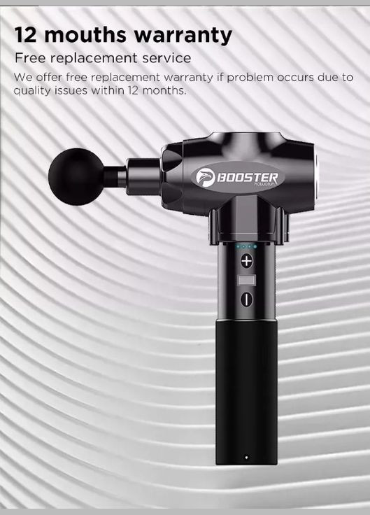 Профессиональный перкуссионный массажер для мышц (24V) Черный – ударный пистолет для снятия напряжения и боли. Booster E (341320070)