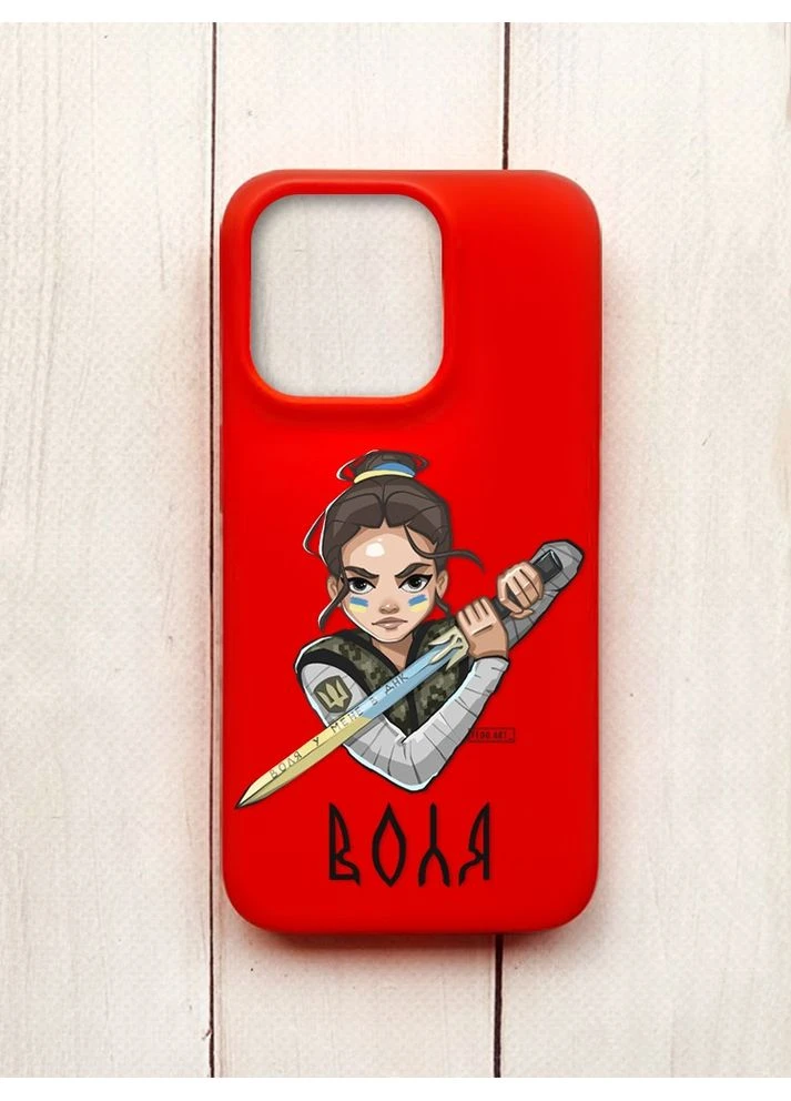 Матовий чохол на iPhone 15 Pro Червоний:: Українська захисниця (принт 169) CASE CONTROL (360673309)