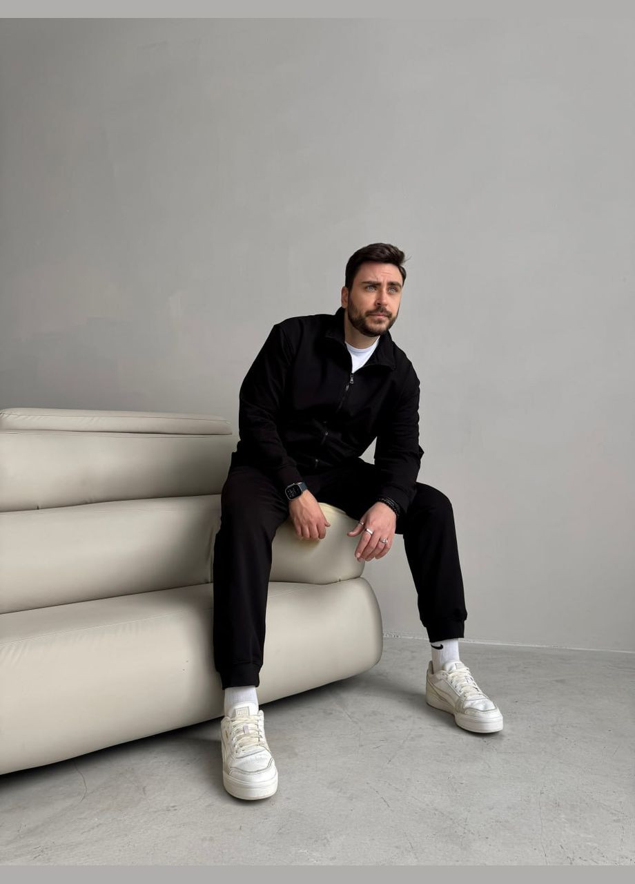 Мужской спортивный костюм Pull без капюшона черный. No Brand (327845510)