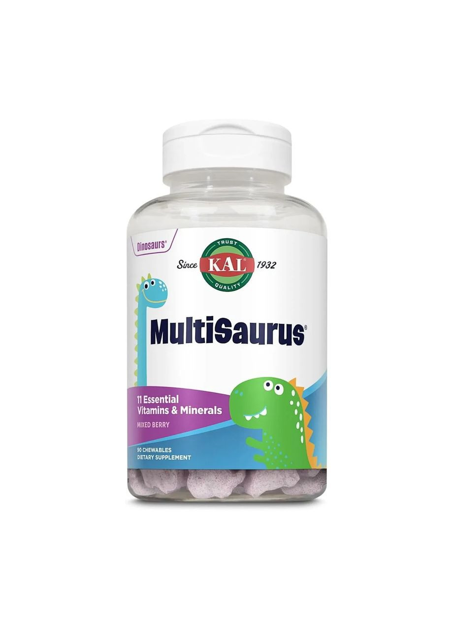 Дитячі вітаміни MultiSaurus, ягідно-фруктовий смак, 90 жувальних таблеток KAL (361116155)