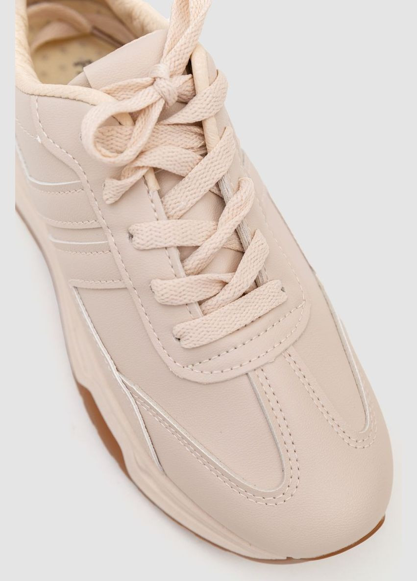 Кроссовки женские экокожа,, 243R186-126 Fashion светло-бежевые всесезоны (313289781)