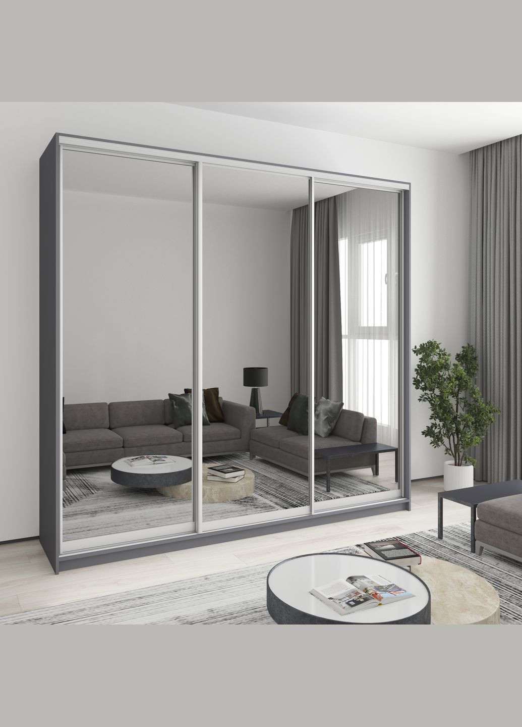 Шафа-купе тридверна Комбо AL 3 Дзеркала 250x60x240 см (MBS-2191) MebelStar (346288180)