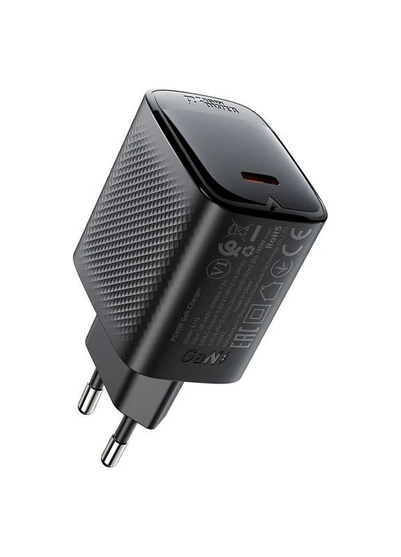Мережевий зарядний пристрій PD45W GaN single USB-C charger (EU) Black (6974316284055) Acefast A112 (378156439)