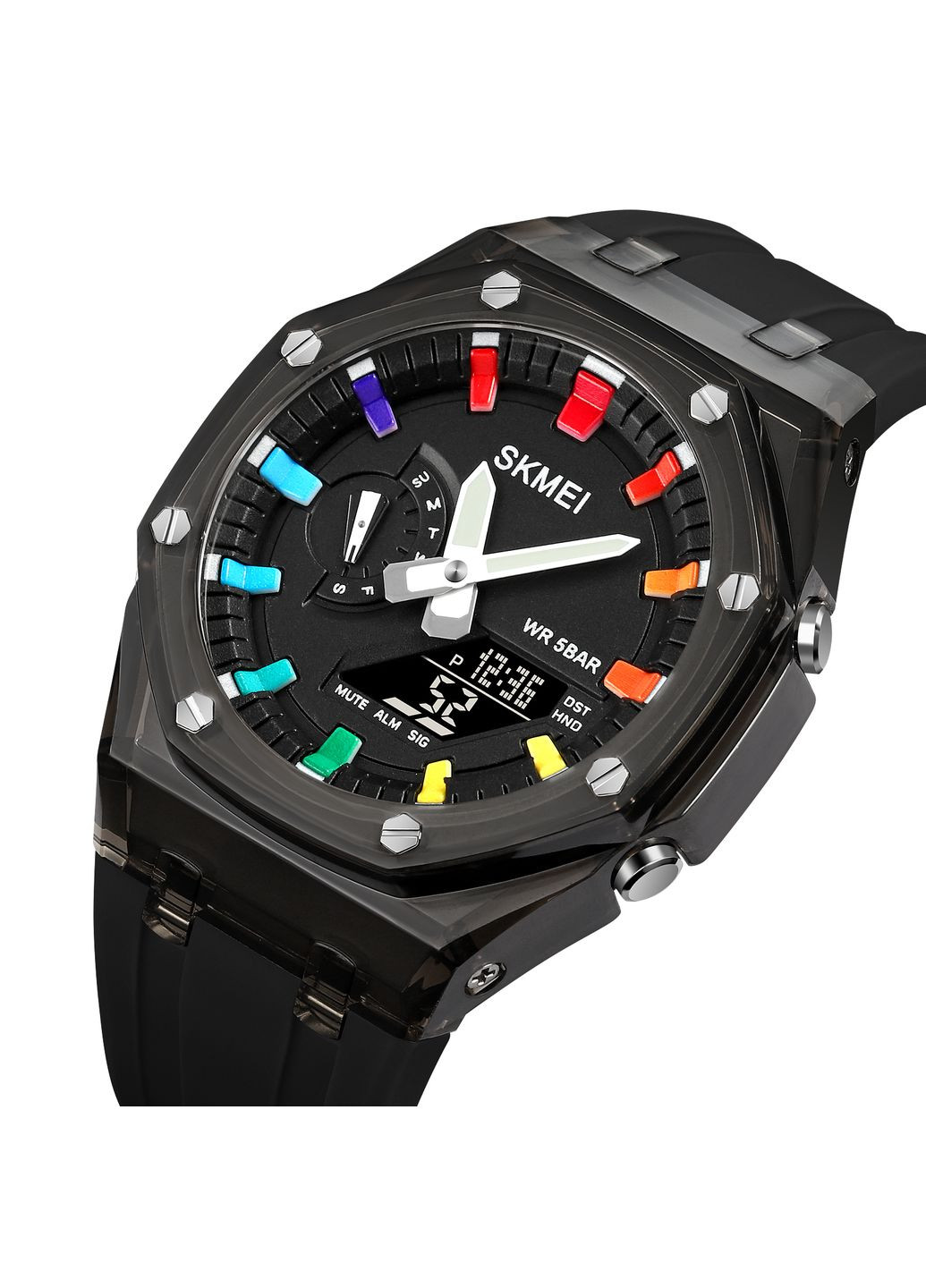 Годинники 2100BKBK Black-Black кварцові спортивні для чоловіків та жінок з будильником та таймером ProDobro (367265807)