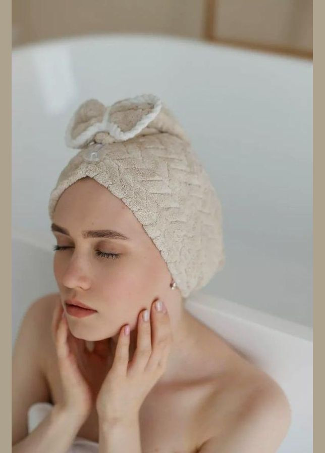 Полотенцешапка для волос из микрофибры No Brand комбинированный