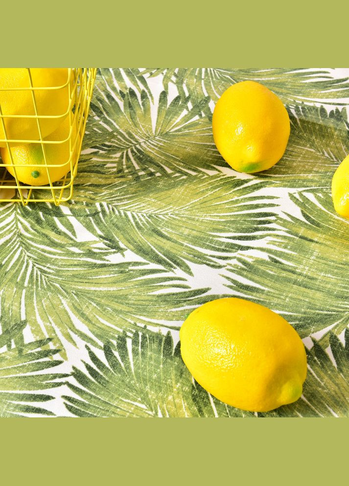 Скатертина 140х170 см з плямо та водовідштовхувальним просоченням бавовна папороть олива IDEIA (334726831)