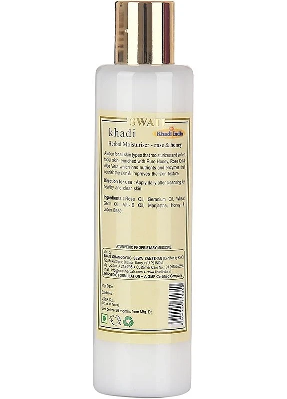 Трав'яний зволожувальний лосьйон "Троянда та мед" Herbal Moisturising Lotion Rose & Honey 210ml (2-1038020) Khadi Swati (380105405)