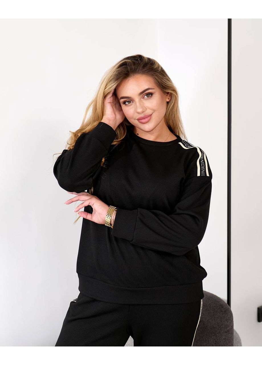 Жіночий спортивний костюм з лампасами зі стразів "Вафельний блиск" | Розмірна сітка в описі DK/DL Мода без кордонів (360818585)