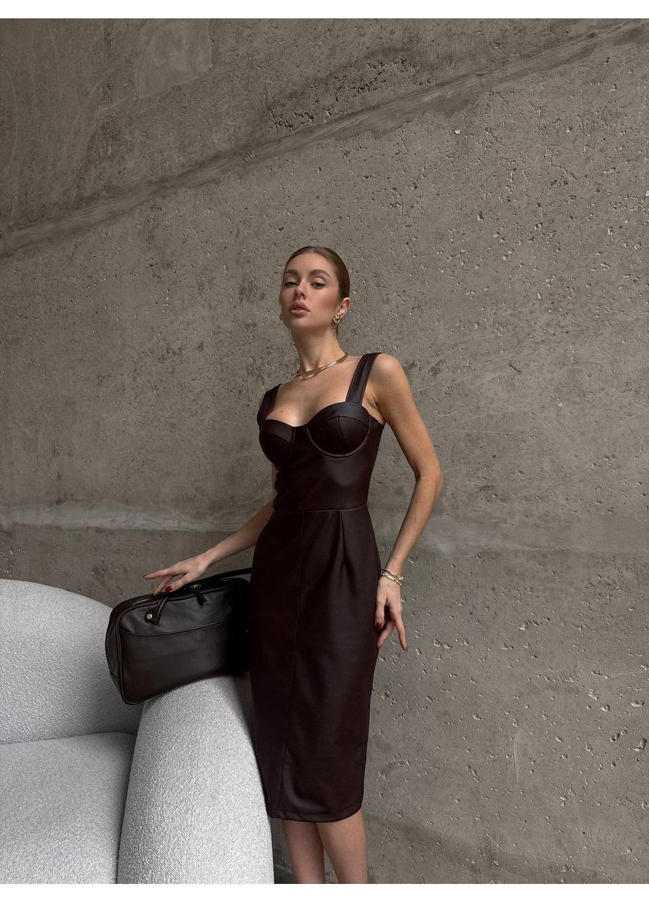 Коричнева повсякденний сукня жіноча Гермес однотонна