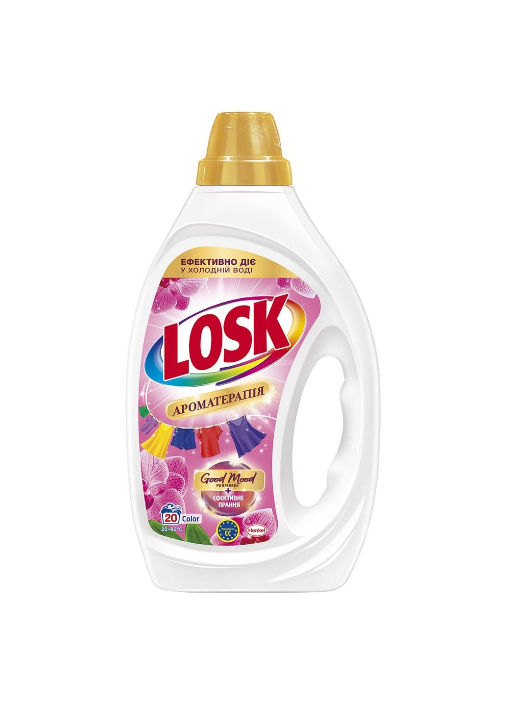 Гель для прання Ароматерапія Color Ефірні масла та аромат Малазійської квітки 20 циклів прання 0.9 л Losk (293343722)