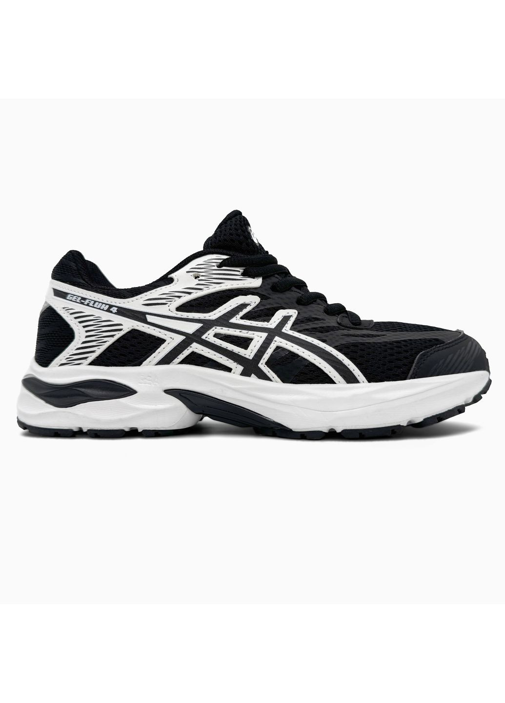 Черные демисезонные кроссовки мужские asics gel-flux black / white асикс гель флюкс No Brand