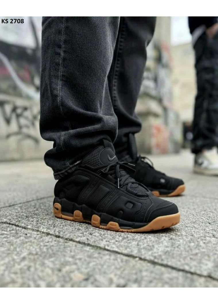Чорні літні кросівки nike air more uptempo low black brown найк аір мор уптемпо No Brand