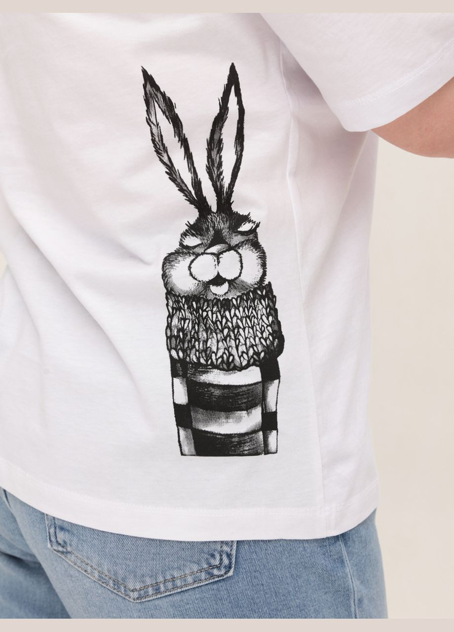 Футболка жіноча біла з зайцями X-trap Пряма - (324026477)