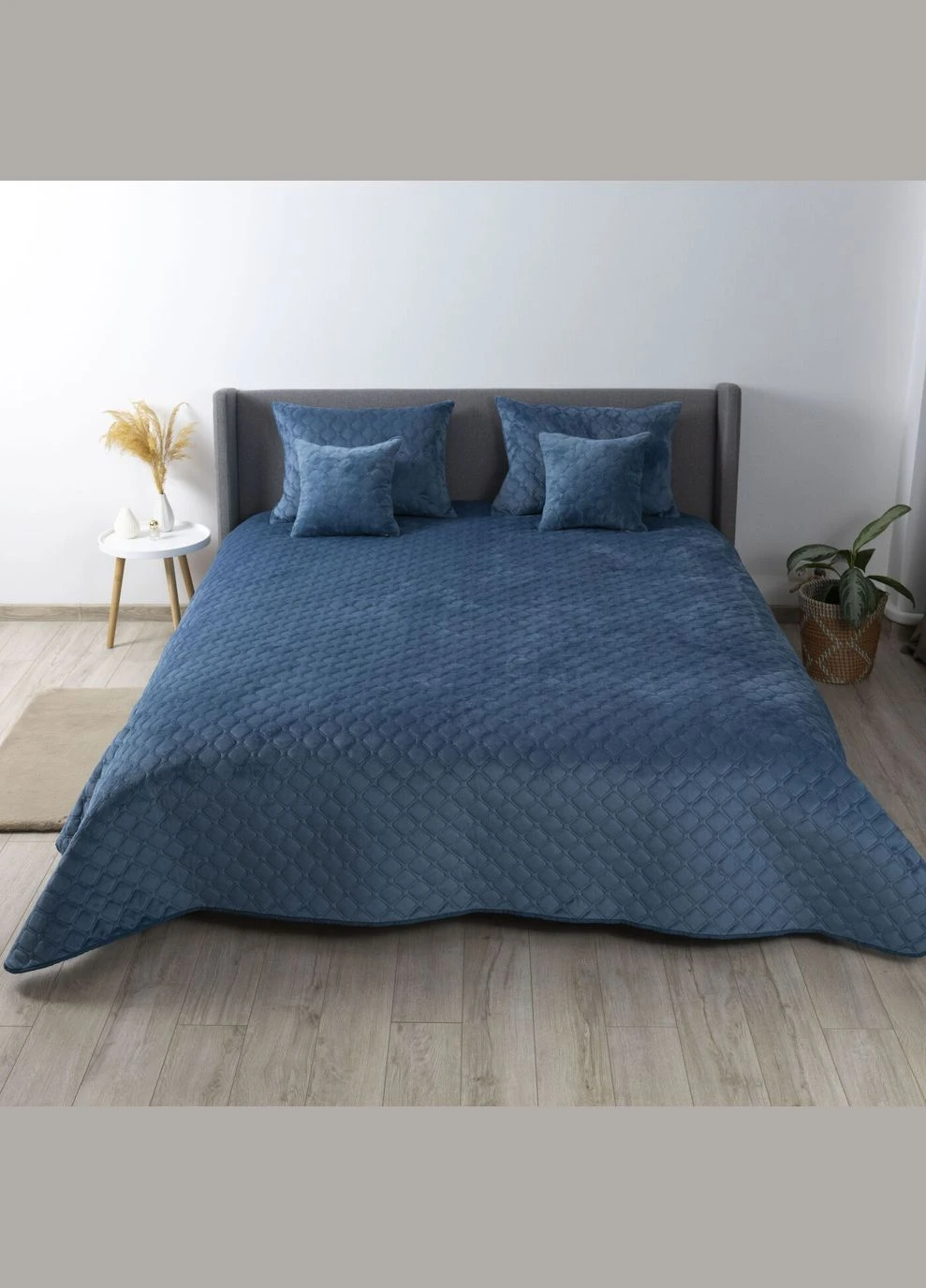 Покривало "VELOUR" 240*260 см синій/ромб круглий ТЕП (302002572)