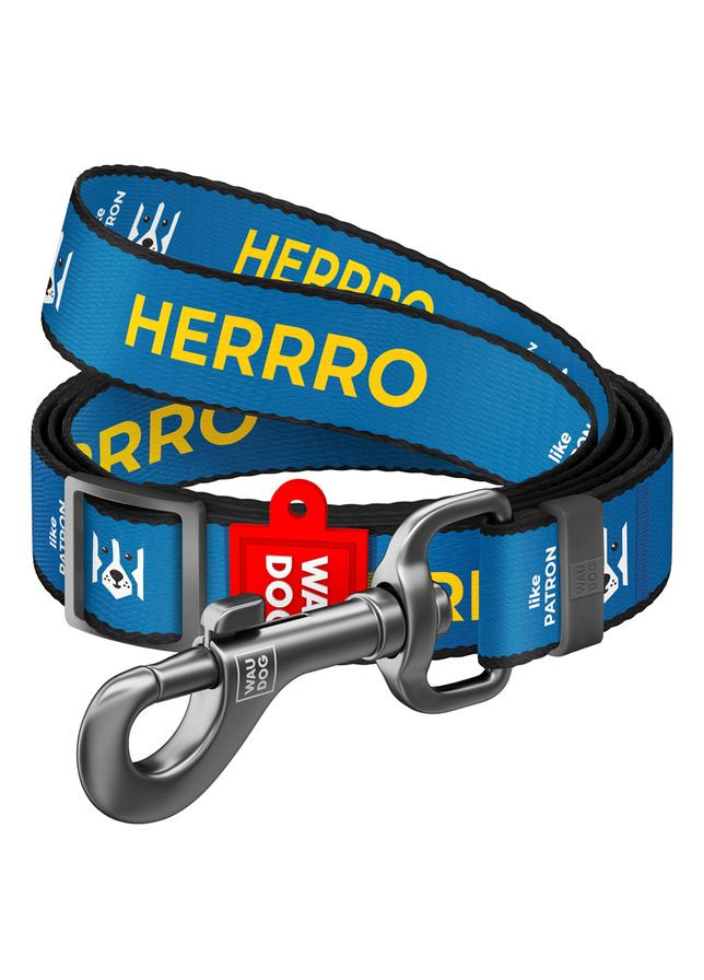 Повідець для собак з нейлону регульований Nylon малюнок "Патрон", розмір M, Ш 20 мм, Д 152-183 cм WAUDOG (279561690)