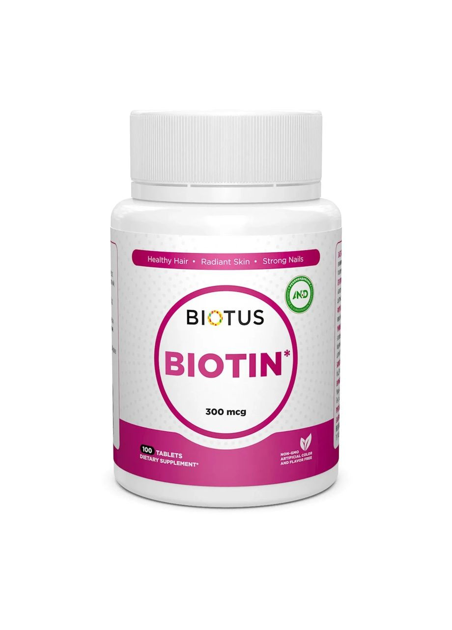 Біотин Biotin, 300 мкг, 100 таблеток Biotus (361116325)