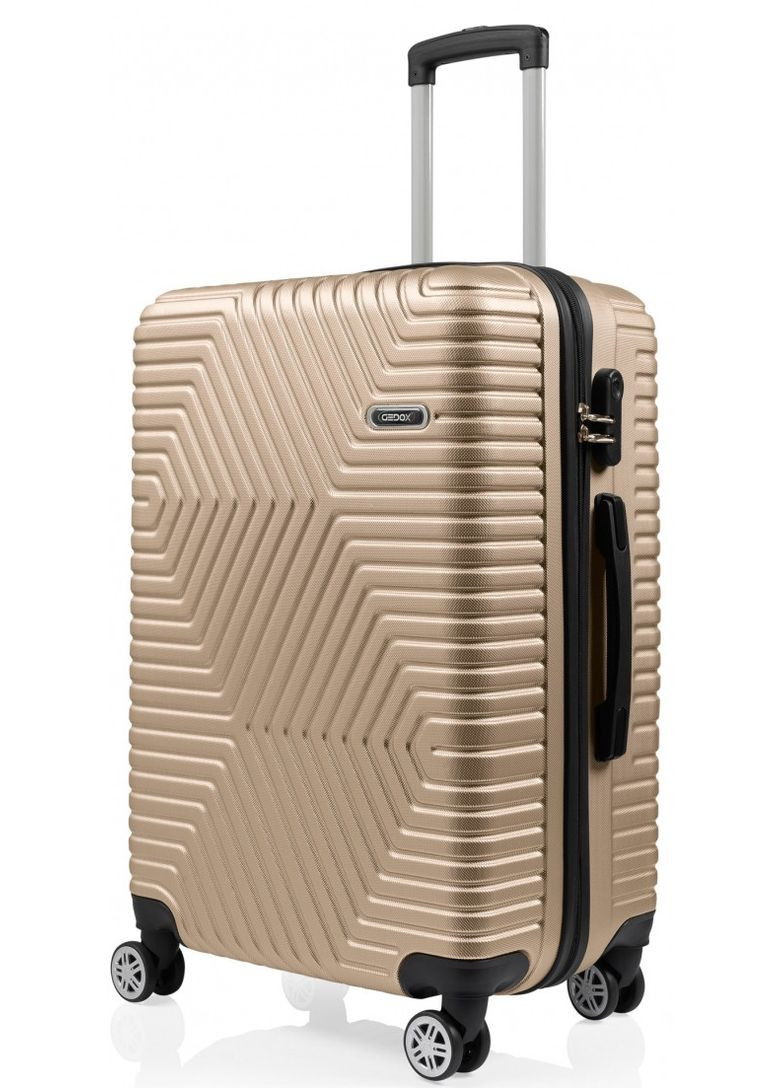 Пластикова валіза на колесах середнього розміру 70L Polo бежева No Brand (361156887)