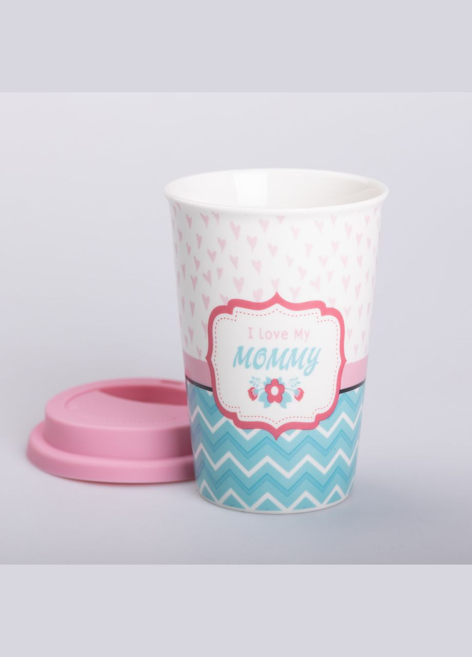 Стакан керамический 420 мл с силиконовой крышкой, I love my mommy Ceramic (323160167)