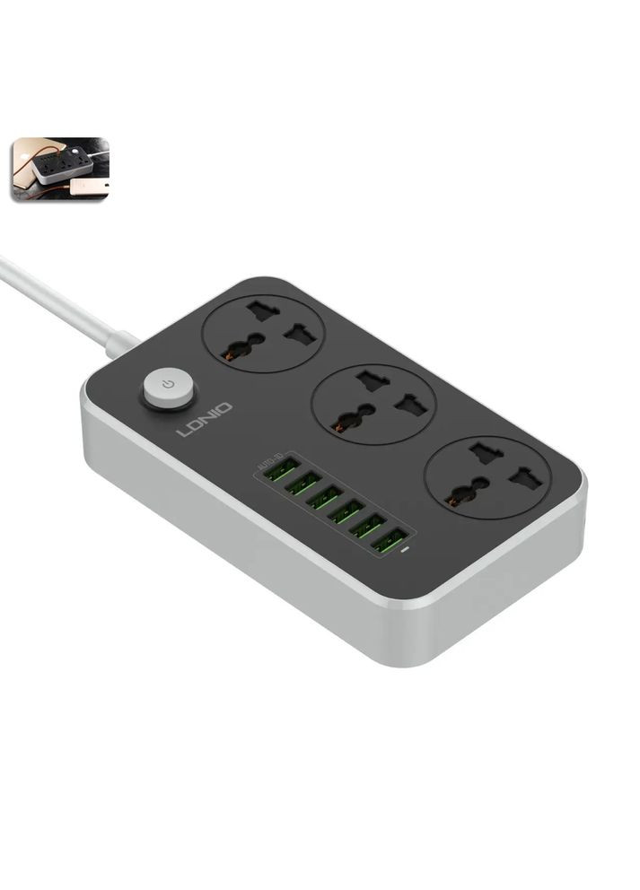 Сетевой фильтр удлинитель SC3604 3 розетки и 6USB портов с выключателем и заземлением Ldnio (354226781)