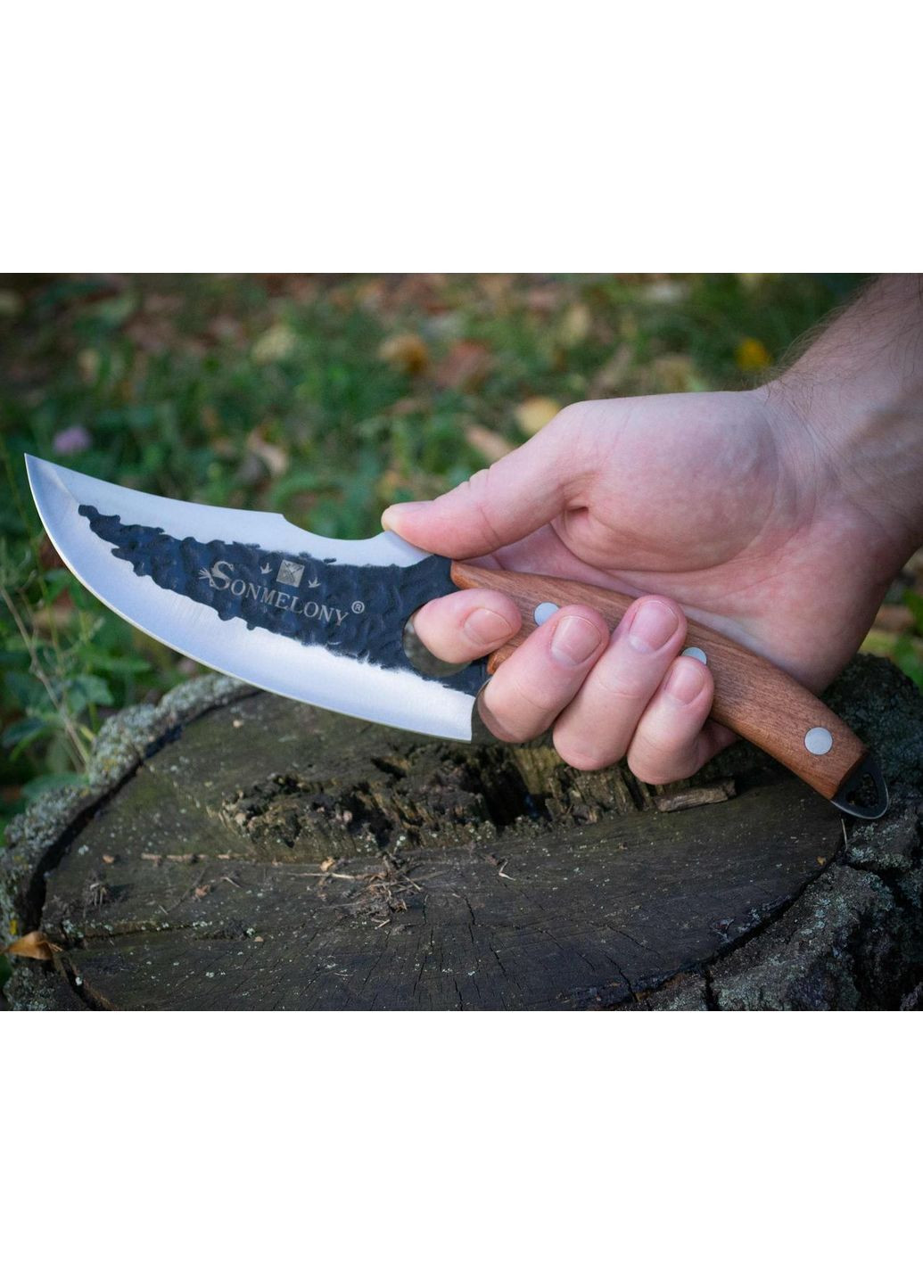 Кухонний ніж Sonmelony для м’яса та овочів 27.5 см, дерев’яна рукоятка (RT6-188) No Brand (365820401)