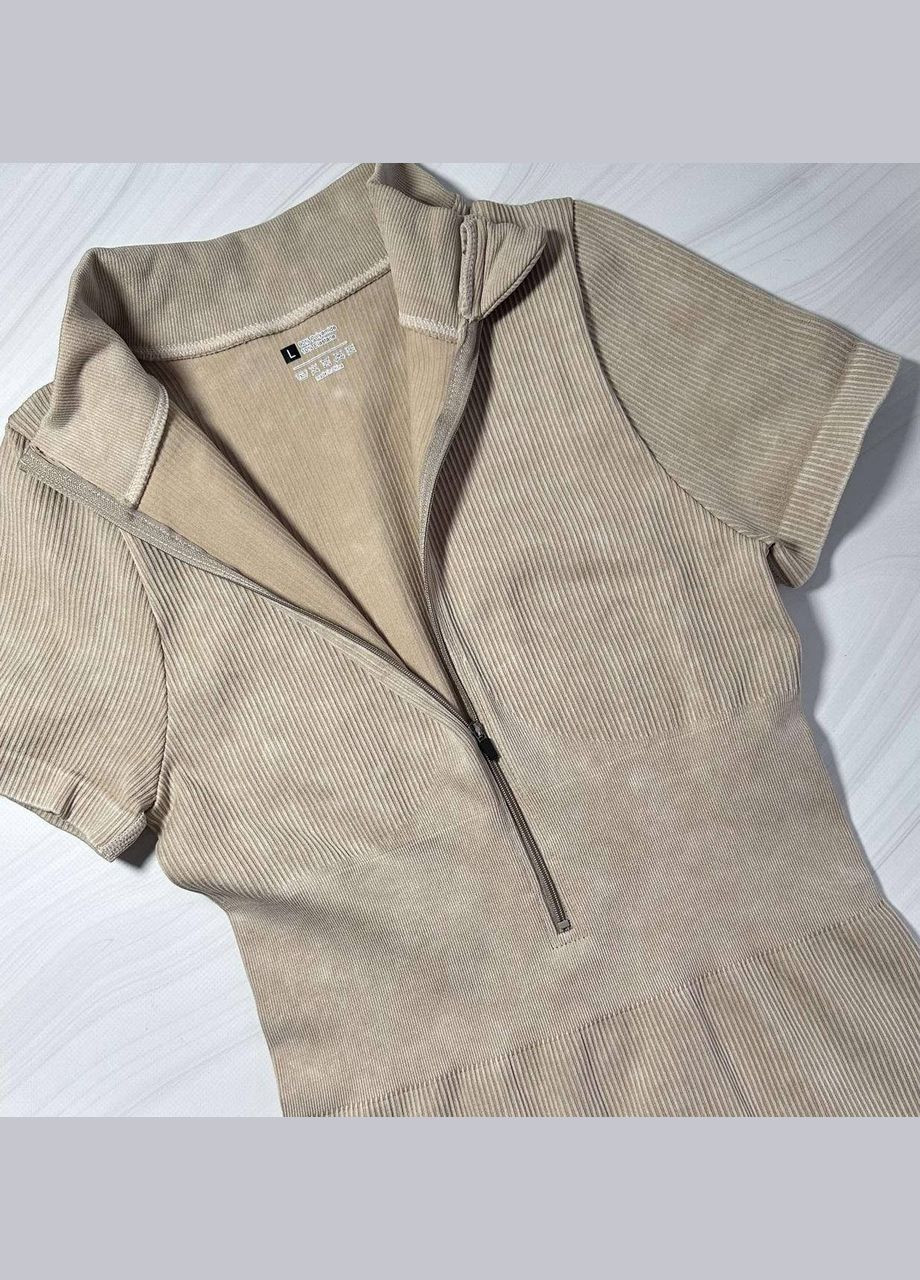 Жіночий спортивний комбінезон для фітнесу та залу No Brand бежевий