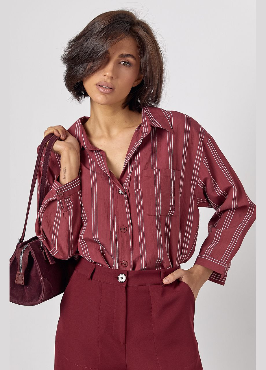 Жіноча сорочка у смужку з рукавами три чверті Lurex (319311916)