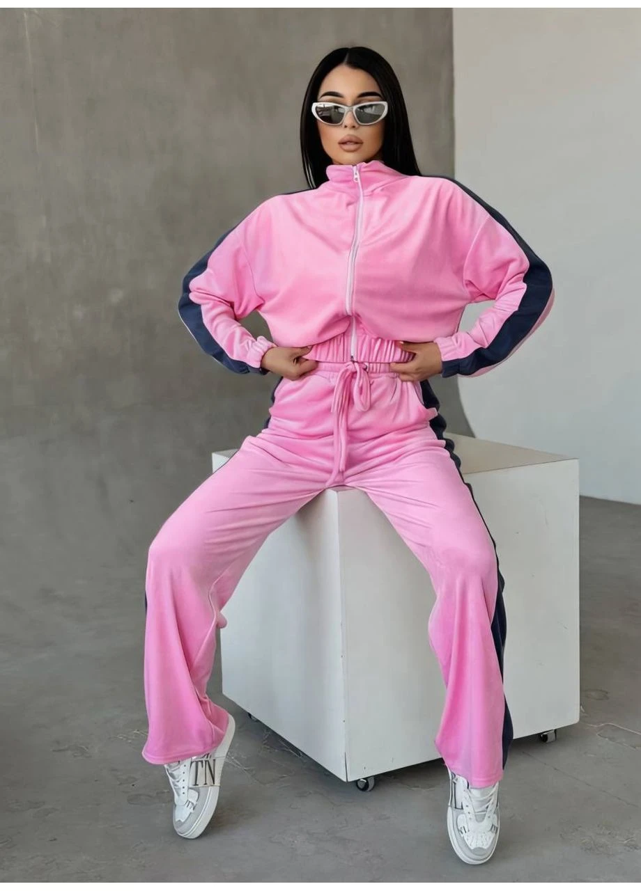 Костюм женский велюровый с лампасами Fashion (397859475)