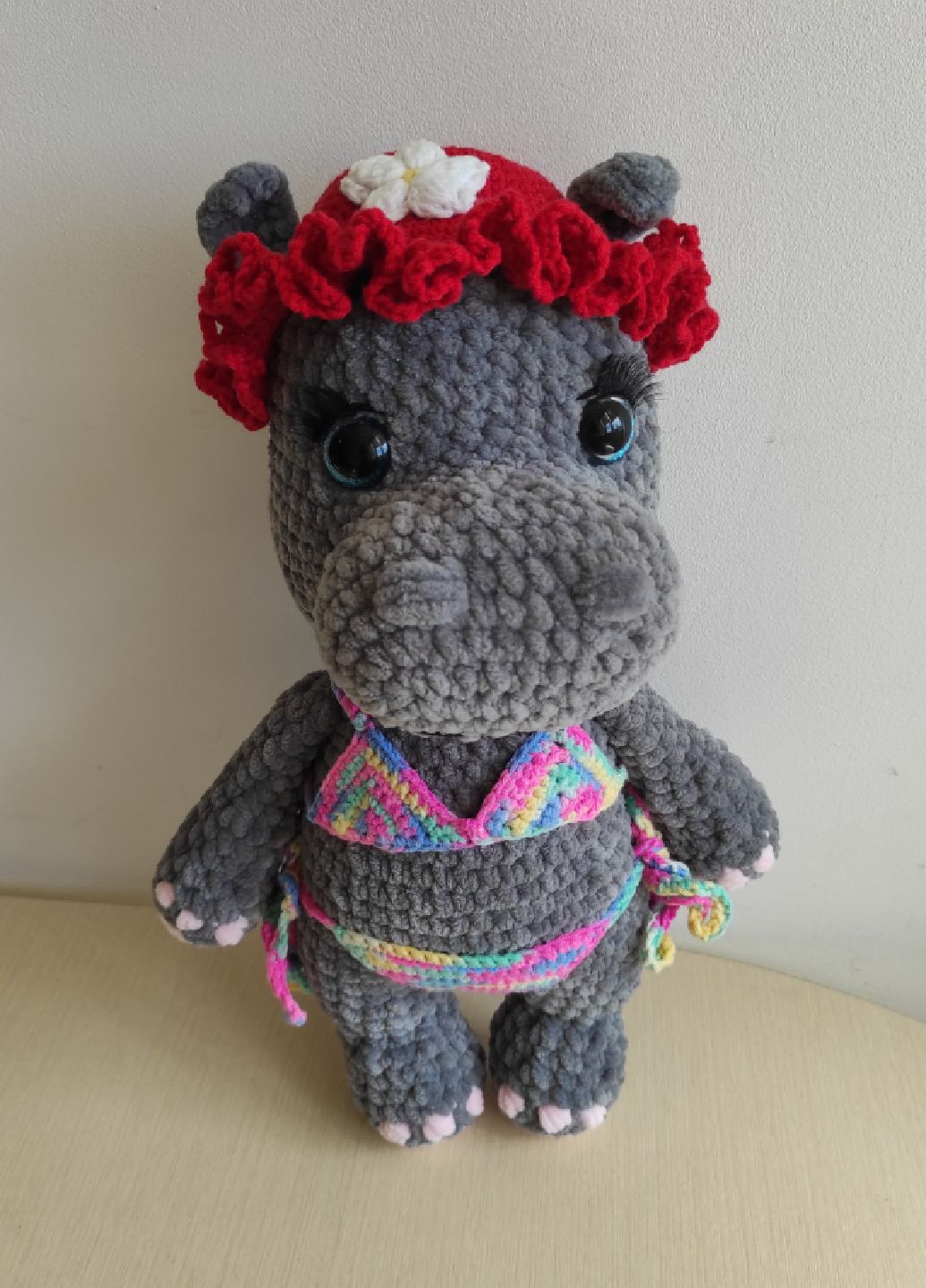 В'язаний бегимотик, м'яка іграшка, декор для дому, подарунок Handmade (301221498)