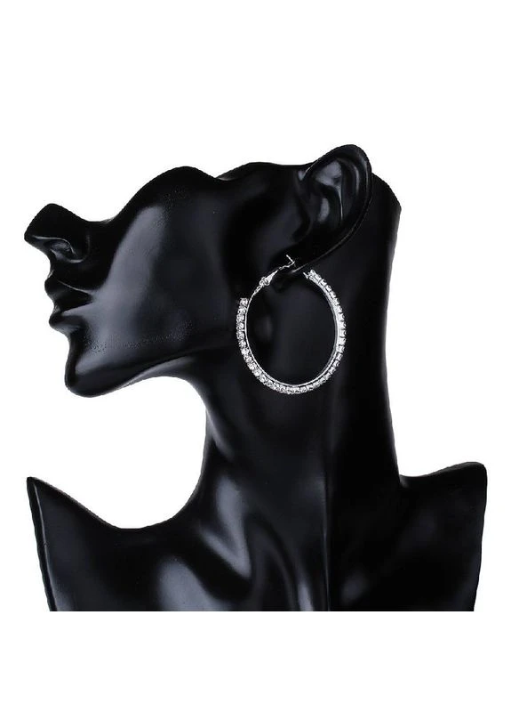 Серьги кольца из горного хрусталя 4 см Nobrand (302893014)