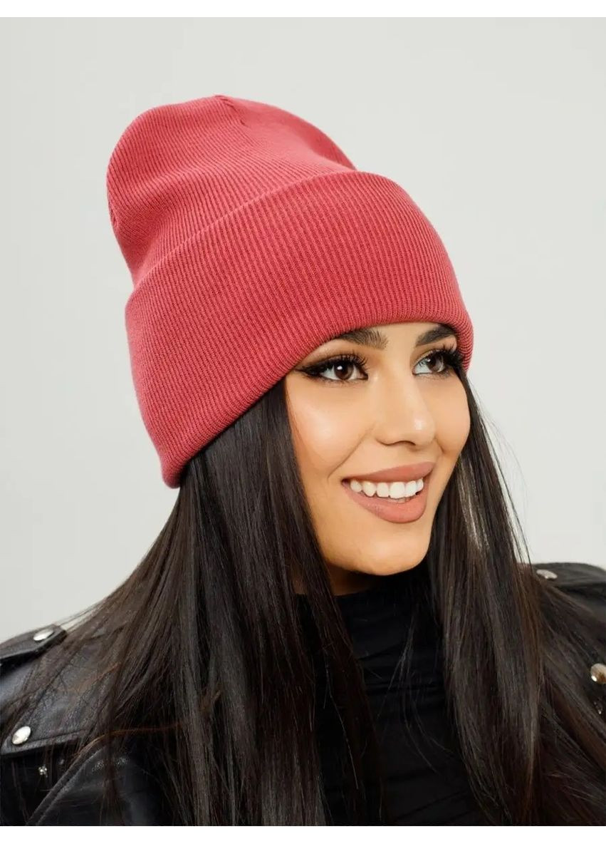 Молодежная двухслойная шапка бини лонг No Brand Шапка біні лонг лопата (362411548)