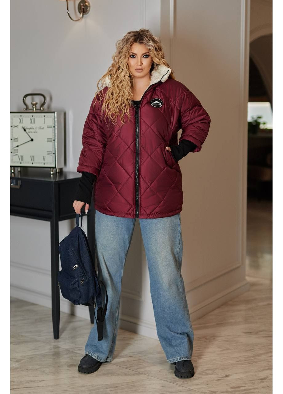 Бордова зимня куртка жіноча зимова з капюшоном No Brand