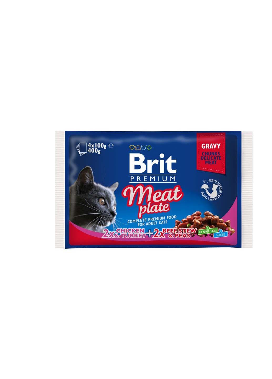 Набор паучей Cat мясная тарелка 4 шт по 100 г Brit Premium (286472928)