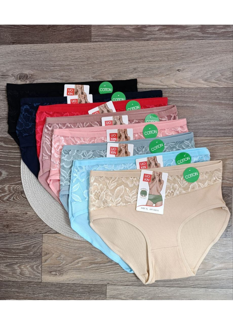 Трусики-сліпи жіночі бавовняні з кружевом, рубчик, UOKIN (365956891)