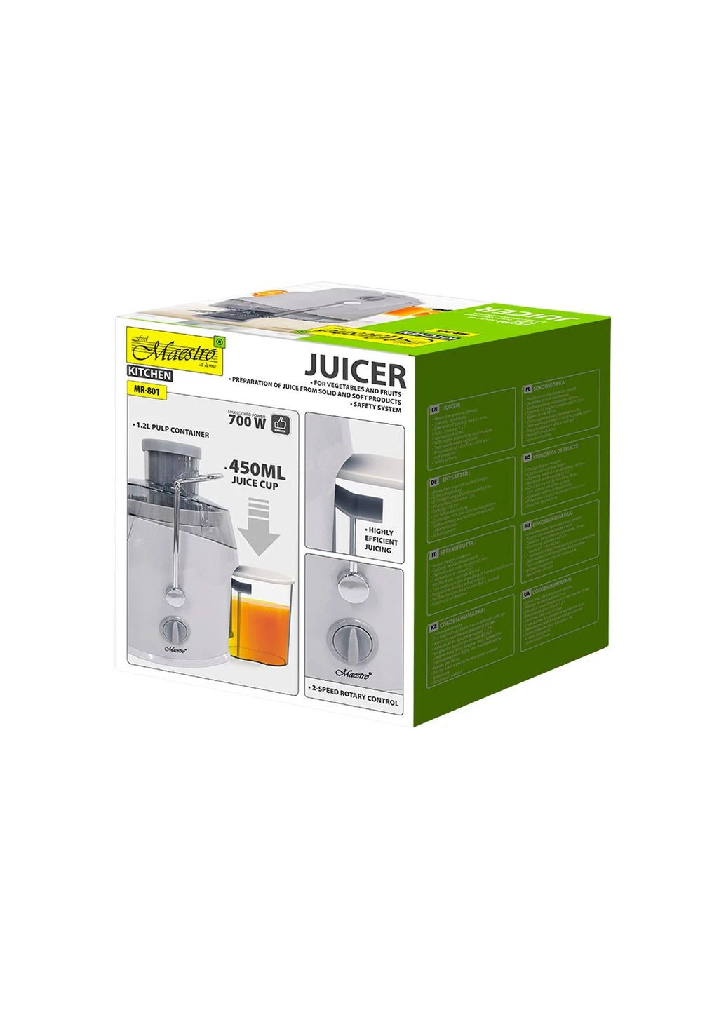 Соковижималка 700 Вт x 1200 мл (MR-801) Maestro (389166864)