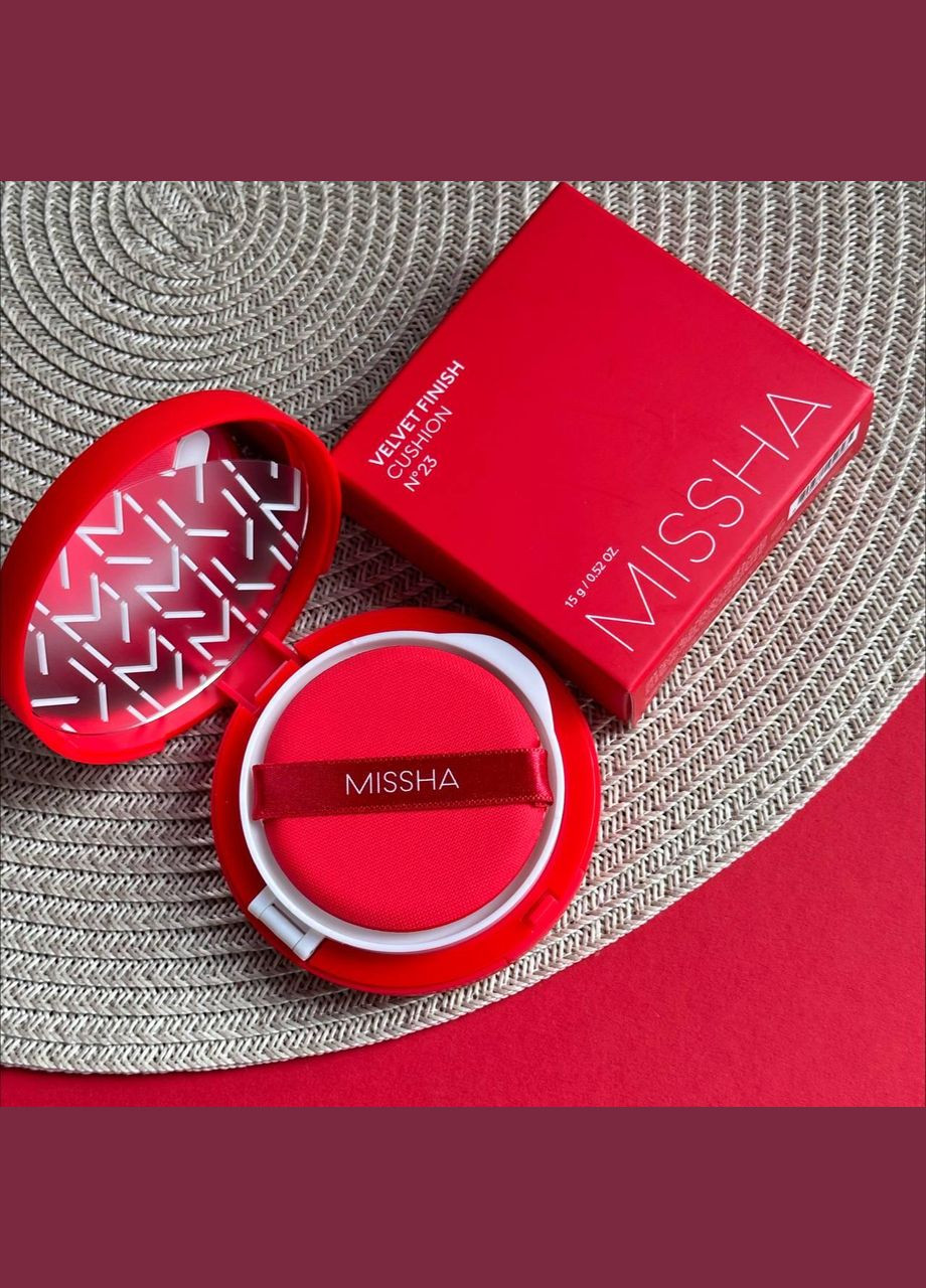 Тональный матовый кушон VELVET FINISH CUSHION, 15 г No23 — Натуральный Бежевый MISSHA (311680655)