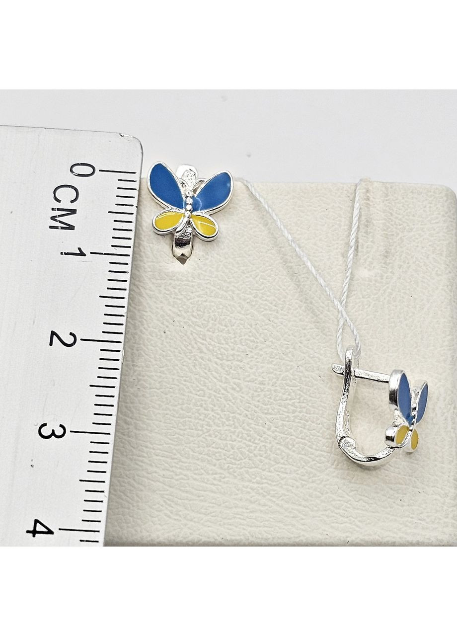 Серьги серебряные с ювелирной желто-голубой эмалью "Патриотические" 1,9 г No Brand (369736944)