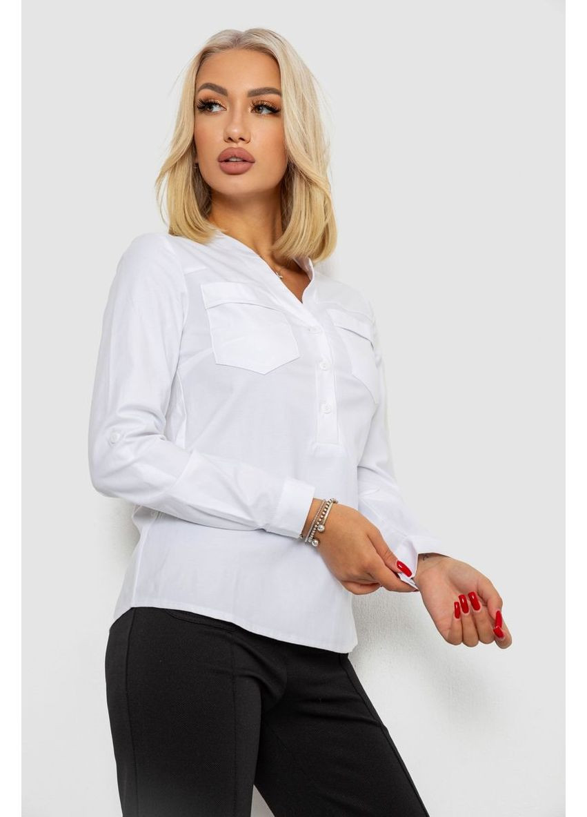 Белая блуза однотонная, 230r96-12 Ager