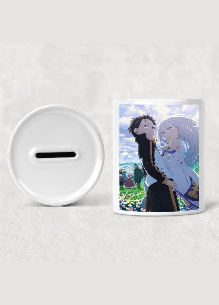 Скарбничка, копілка для грошей Аніме Життя в альтернативному світі з нуля #0018 біла керамічна No Brand (315046094)