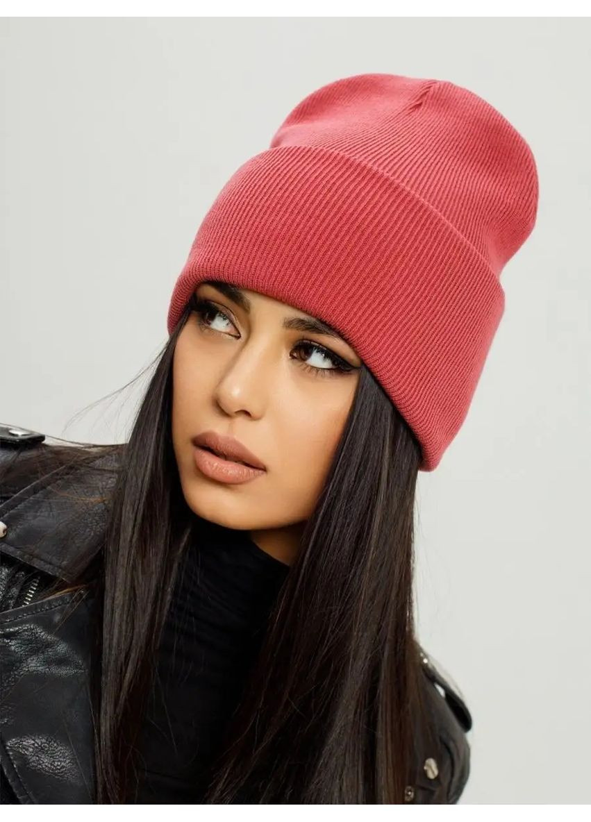 Молодежная двухслойная шапка бини лонг No Brand Шапка біні лонг лопата (362411548)