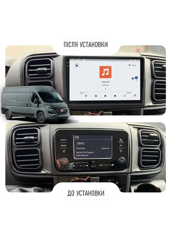 Магнитола Fiat Ducato ІІІ Рестайлинг 2 2021-н.в. 9" 4/64 QLED CarPlay 4G WiFi GPS 360 Prime 2 шт. Lesko (391049561)