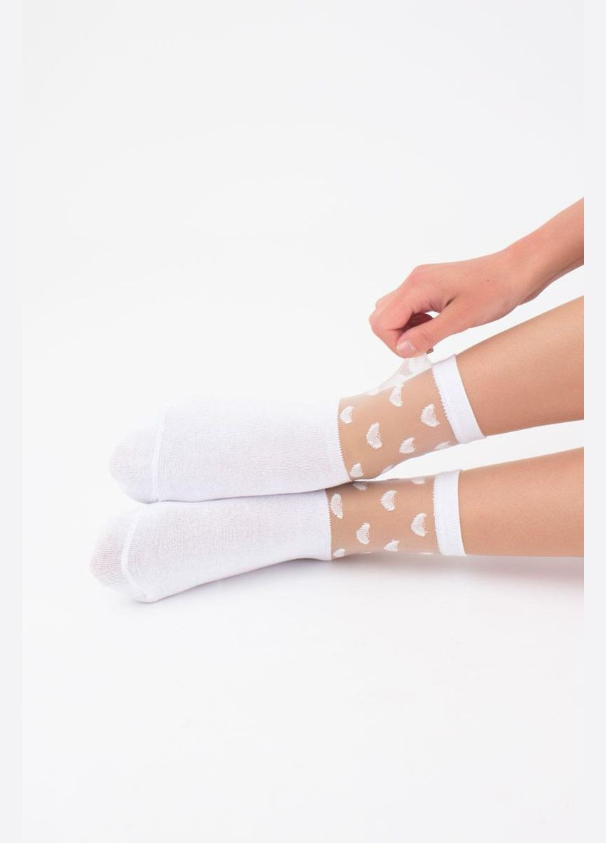 Белые женские хлопковые носки Giulia сердечки (335265494)