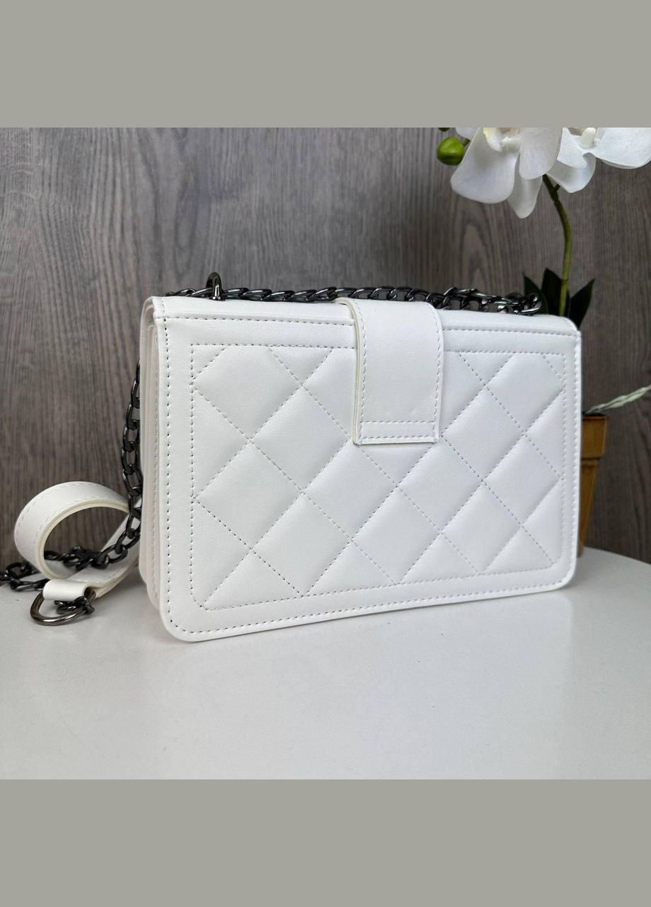 Мини сумочка клатч с птичками на цепочке из экокожи белая (sku_1303Б) No Brand (330576217)