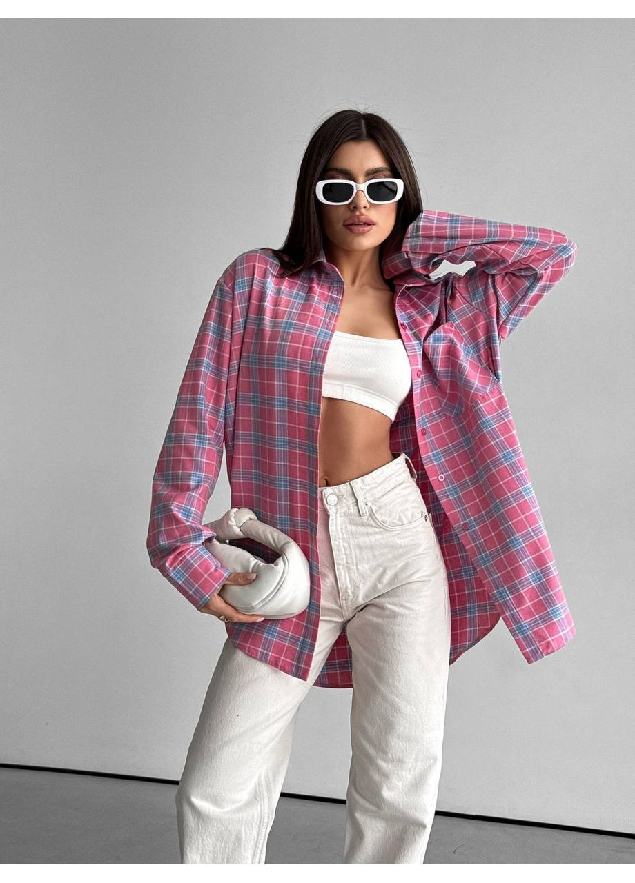 Жіноча сорочка oversize у клітинку Україна (358643997)