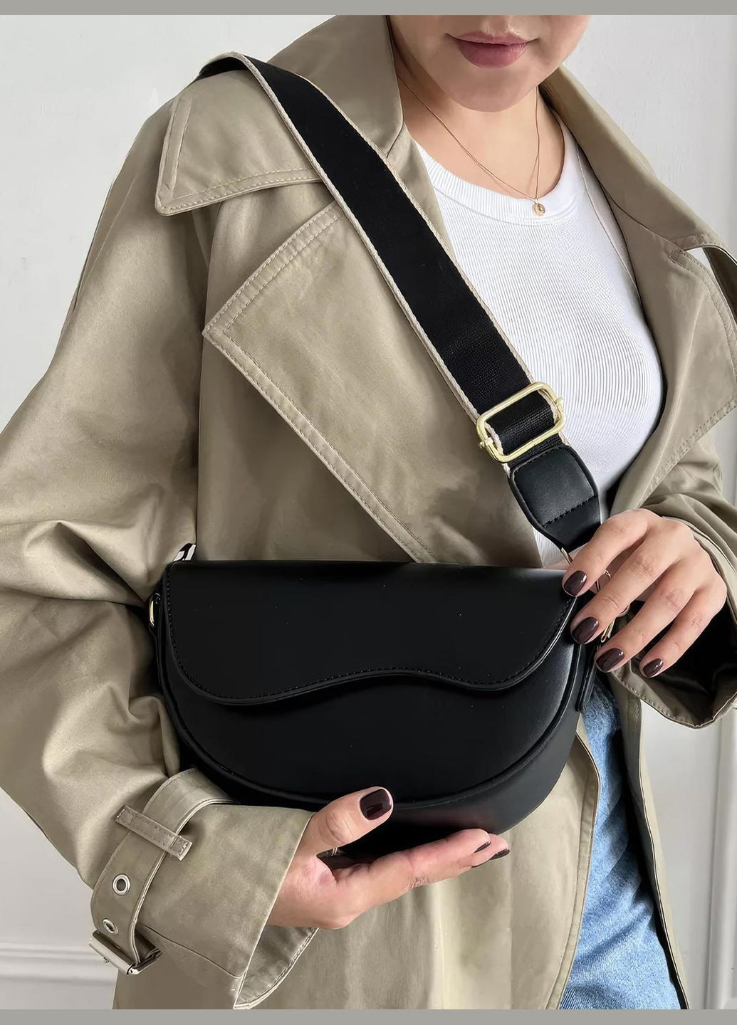 Жіноча асиметрична сумка через плече / сумочка крос-боді з широким ремінцем 2024 DobraMAMA (284728455)
