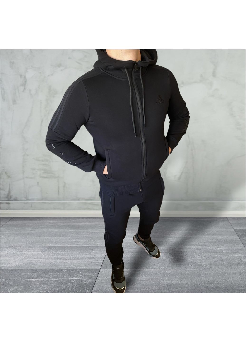 Теплий спортивний чоловічий костюм з капюшоном adidas (369926855)