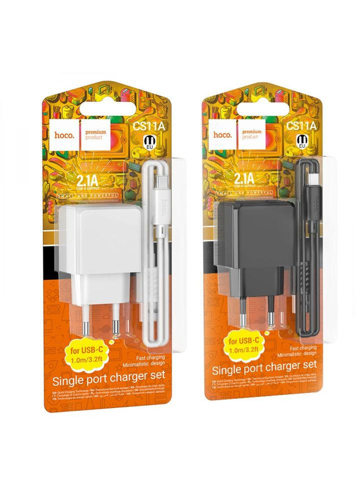 Сетевое Зарядное Устройство CS11A 1USB 2.1A+USB to Type-C Hoco (372466382)