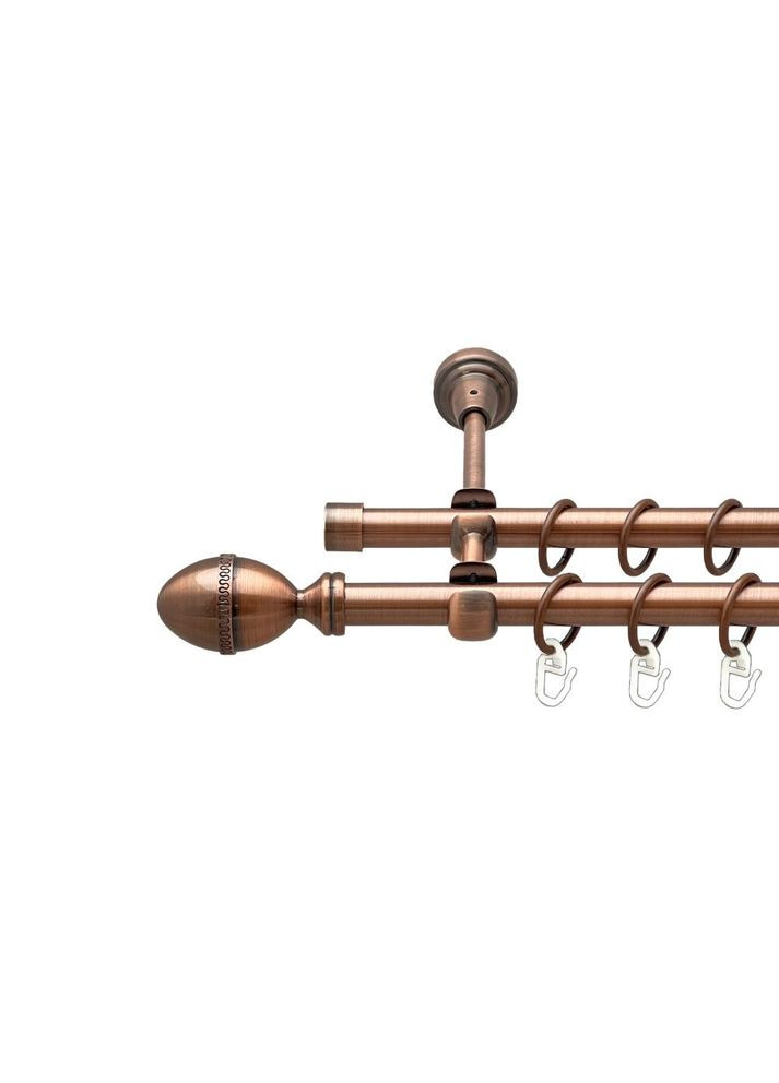 Карниз Фарже металевий дворядний відкритий гладка труба Мідь 16\16 мм 200 см (00-00020759) ORVIT (300687983)