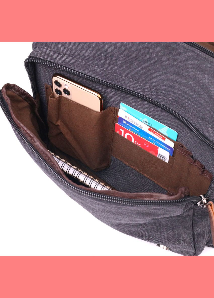 Сумка мужская через плечо для ноутбука с клапаном 21240 Черная Vintage (302008147)