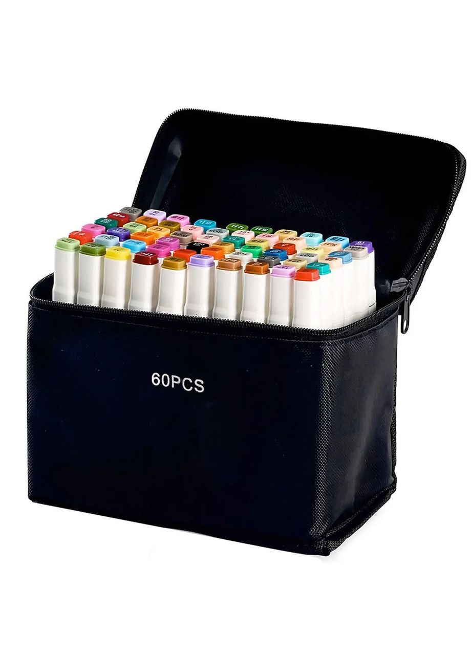 Набор маркеров двусторонние спиртовые 60 шт Smooth для скетчинга+Подставка для маркеров бежевая Touch (369802725)